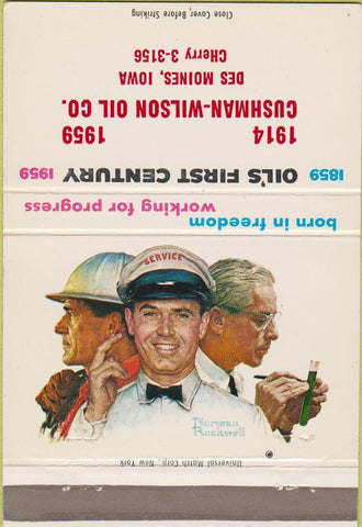 Matchbook Cover - Oil 1st Century Norman Rockwell Des Moines IA 40 Strike