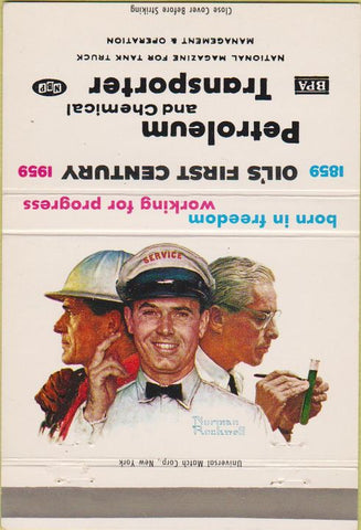 Matchbook Cover - Oil 1st Century Norman Rockwell Petroleum transport 40 Strike
