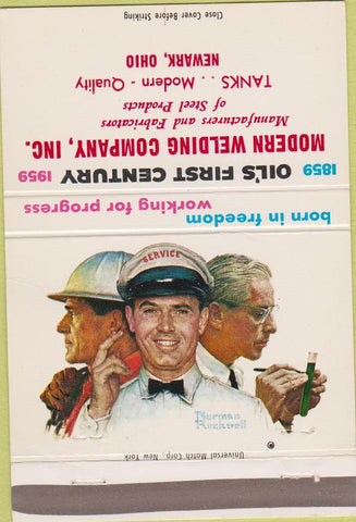 Matchbook Cover - Oil 1st Century Norman Rockwell Welding Newark OH 40 Strike