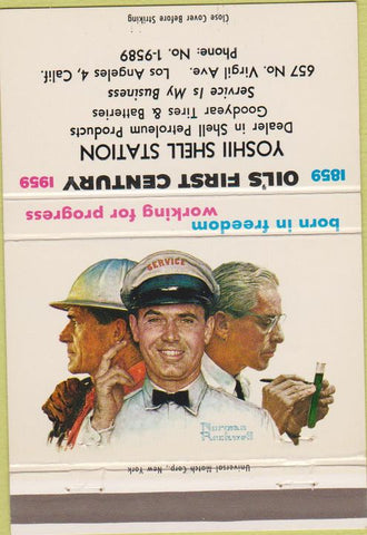 Matchbook Cover - Oil 1st Century Norman Rockwell Shell Los Angeles CA 40 Strike