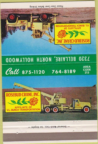 Matchbook Cover - Rosebud Crane Co North Hollywood CA 40 Strike