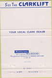 Matchbook Cover - Clark Equipment Fork Lifts 40 Strike