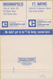 Matchbook Cover - Caterpillar Tractors Indianapolis Fort Wayne IN 40 Strike