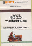 Matchbook Cover - Kubota Tractors Pembroke GA 40 Strike
