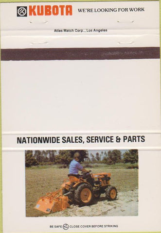 Matchbook Cover - Kubota Tractors BLANK 40 Strike