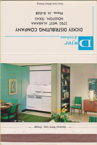 Matchbook Cover - Dwyer Kitchens Dickey Houston TX 40 Strike