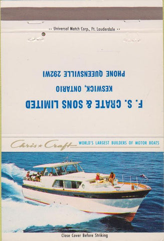 Matchbook Cover - Chris Craft Boats Kewswick Ontario 40 Strike