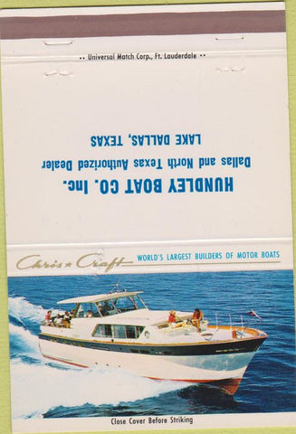Matchbook Cover - Chris Craft Boats Lake Dallas TX 40 Strike
