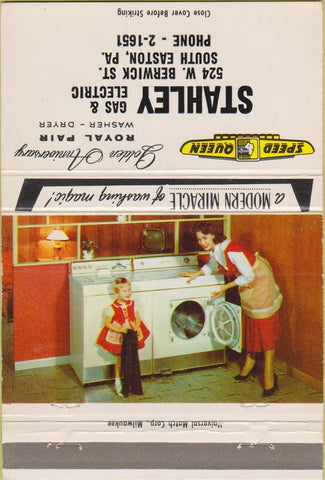Matchbook Cover - Speed Queen Washer Dryer South Easton PA girlie 40 Strike
