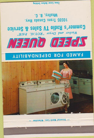 Matchbook Cover - Speed Queen Washer Dryer Whalley BC girlie 40 Strike