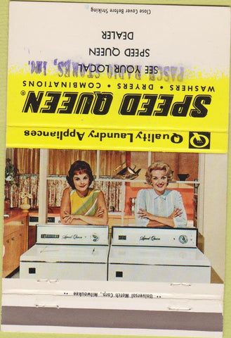 Matchbook Cover - Speed Queen Washer Dryer Pasch Radio girlie 40 Strike