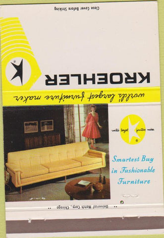 Matchbook Cover - Kroehler Furniture BLANK girlie 40 Strike