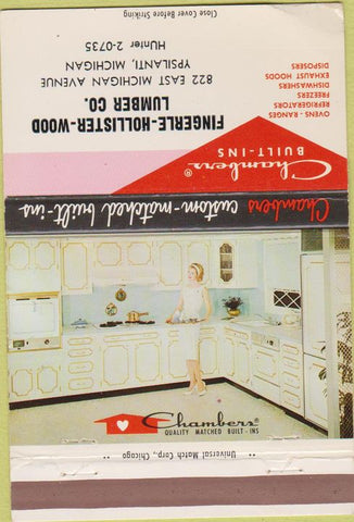 Matchbook Cover - Chambers Kitchens Ypsilanti MI girlie 40 Strike