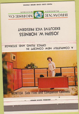 Matchbook Cover - Brown Morse Filing Storage Girlie 40 Strike