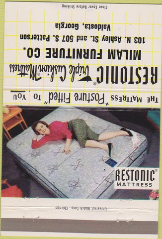Matchbook Cover - Restonic Matresses Valdosta GA girlie 40 Strike