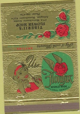 Matchbook Cover - Floral Service flowers Arlington MA girlie 40 Strike