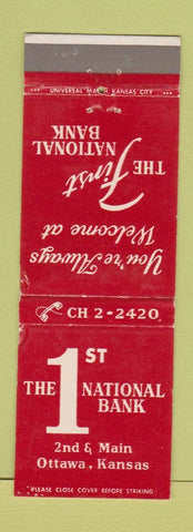 Matchbook Cover - 1st National Bank Ottawa KS