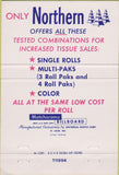 Matchbook Cover - Northern Tissue Toilet Paper girlie 40 Strike