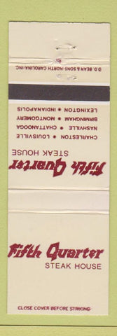 Matchbook Cover - Fifth Quarter Steak House Charleston Nashville Birmingham