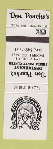 Matchbook Cover - Don Pancho's Mexican Restaurant Farrell PA