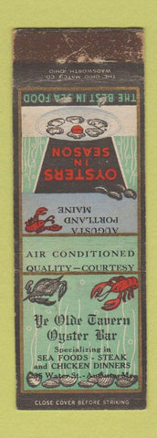 Matchbook Cover - Ye Olde Tavern Oyster Bar Augusta Portland ME WORN