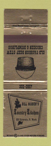 Matchbook Cover - Bill Maben's Kountry Kitchen Fort Worth TX