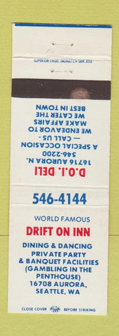 Matchbook Cover - DOI Deli Drift On Inn Seattle WA