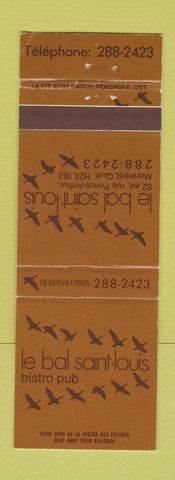 Matchbook Cover - Le Bal Saint Louis Montreal QC