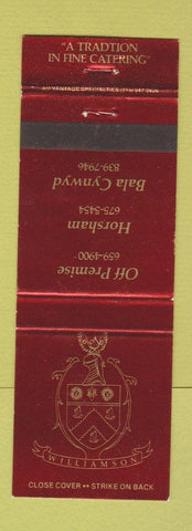 Matchbook Cover - Williamston Restaurant Bala Cynwyd Horsham PA