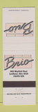 Matchbook Cover - Brio Lyndhurst OH