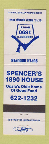 Matchbook Cover - Spencer's 1890 House Ocala FL