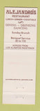 Matchbook Cover - Alejandro's Los Alamitos CA Mexican