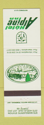 Matchbook Cover - Hotel Alpine Inn QC
