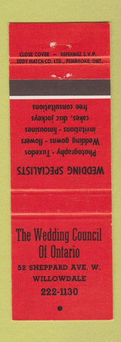 Matchbook Cover - Wedding Council of Ontario Willowdale ON