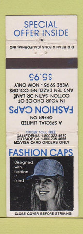 Matchbook Cover - Fashion Caps Hats girlie