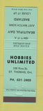 Matchbook Cover - Hobbies Unlimited ST Thomas ON Exotic Fish