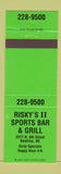 Matchbook Cover - Risky's II Sports Bar Grill Beatrice NE