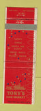 Matchbook Cover - Tony's Fish Market Fort Lauderdale Miami Beach Key West FL