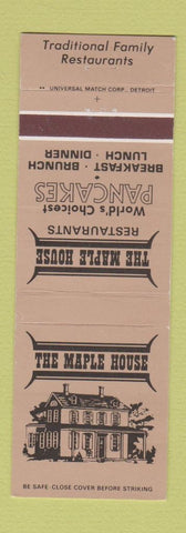Matchbook Cover - Maple House Pancakes Birmingham Troy Southfield Rochester MI