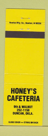 Matchbook Cover - Honey's Cafeteria Duncan OK