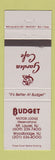 Matchbook Cover - Garden Cafe Budget Motor Lodge Woodbridge Mount Laurel NJ WEAR