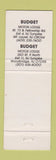 Matchbook Cover - Garden Cafe Budget Motor Lodge Woodbridge Mount Laurel NJ WEAR