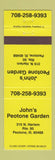 Matchbook Cover - John's Peotone Garden IL