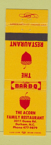 Matchbook Cover - Acorn Family Restaurant Durham NC