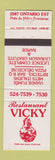 Matchbook Cover - Restaurant Vicky QC?