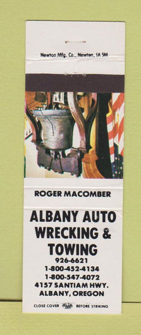 Matchbook Cover - Albany Auto Wrecking Towing Albany OR