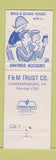 Matchbook Cover - Farmers MERchants Trust 1976 owl Chambersburg PA