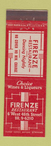 Matchbook Cover - Firenze Restaurant New York City