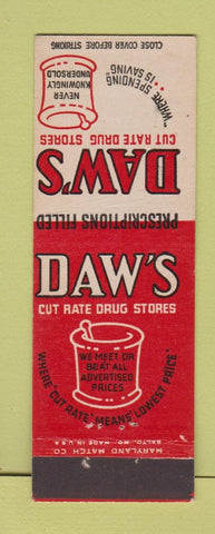 Matchbook Cover - Daw's Drug Store Rochester NY