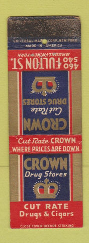 Matchbook Cover - Crown Drug Stores Brooklyn NY WORN